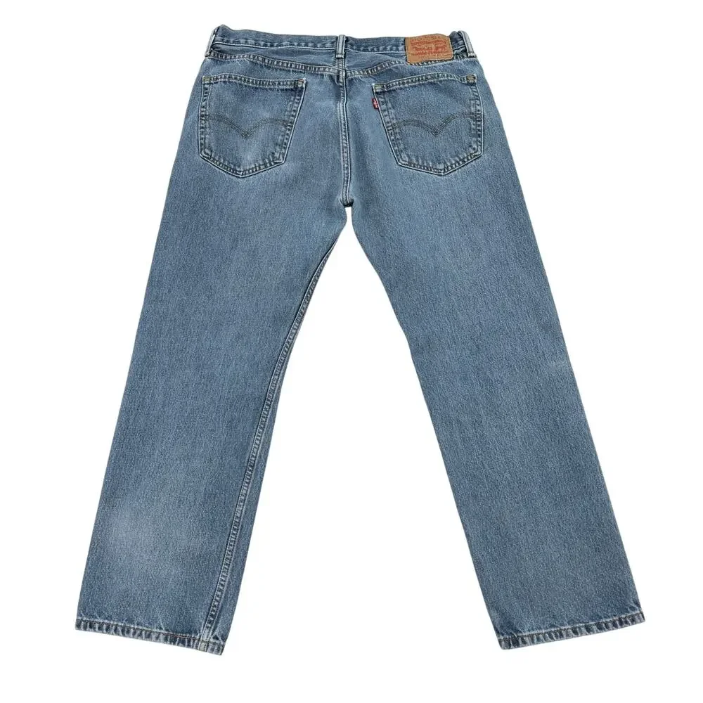 Levi's 505 Straight Leg Jeans 36 x 30 Medium Wash Blue Cotton Denim 90s Vibes